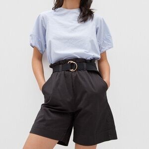 Everlane Organic Cotton Ultra High Rise Classic Black Paper Bag Shorts Size L